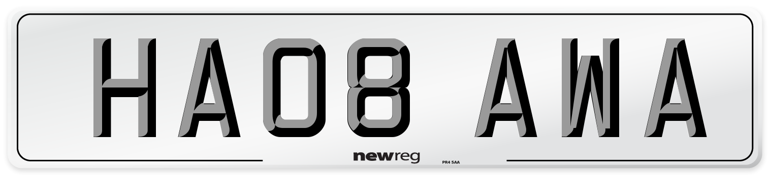 HA08 AWA Number Plate from New Reg
